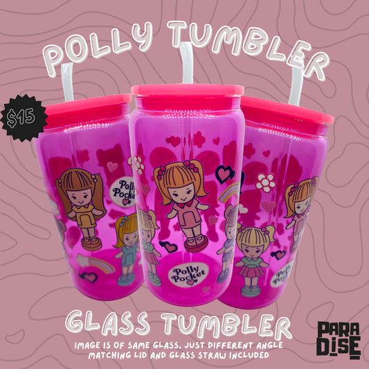 Polly Tumbler Pink Glass Tumbler 16 oz